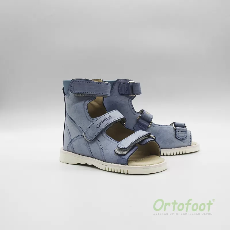 Детские ортопедические сандалии антиварусные 102 AV-J Ortofoot светло-джинсового цвета