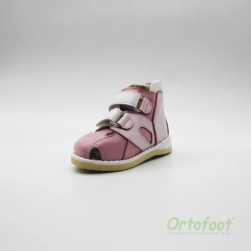 Детские ортопедические босоножки антиварусные 202 Eva Ortofoot тёмно-розового цвета с окантовкой