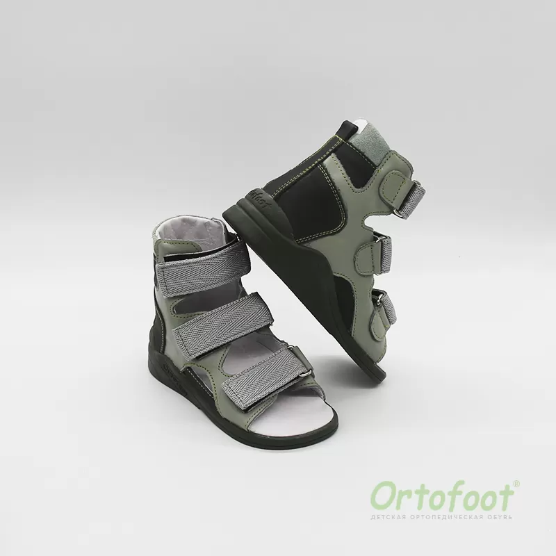Дитячі ортопедичні босоніжки Ortofoot 120-S сіро-зелені
