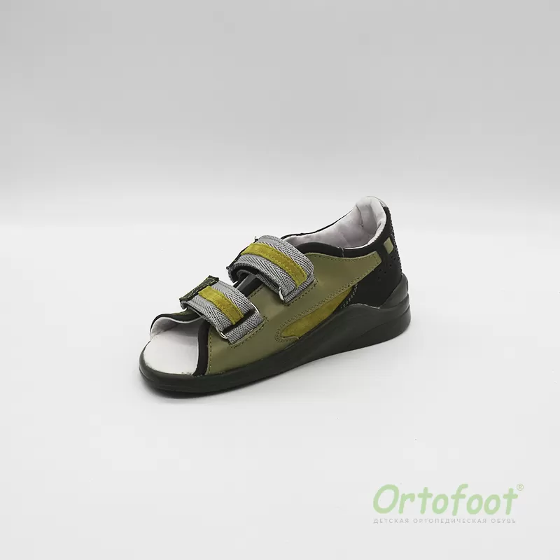 Ортопедичні  босоніжки для дітей Ortofoot LightActive оливкові з низьким задником
