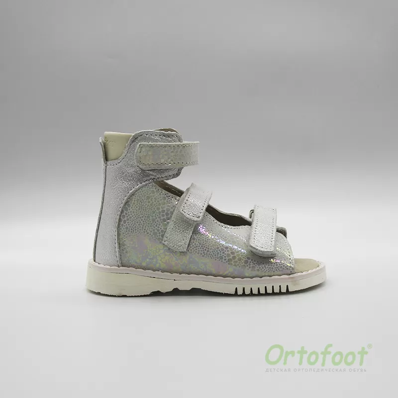 Дитячі босоніжки ортопедичні антиварусні 102 AV-J Ortofoot сріблястого кольору