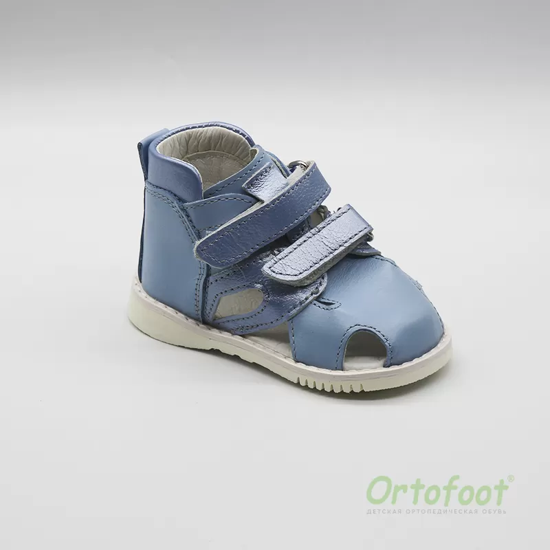 Сандалії для дітей антиварусні 210Av блакитного кольору із закритим носком Ortofoot