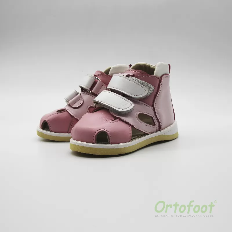 Дитячі ортопедичні босоніжки антиварусні 202 Eva Ortofoot темно-рожевого кольору з окантовкою