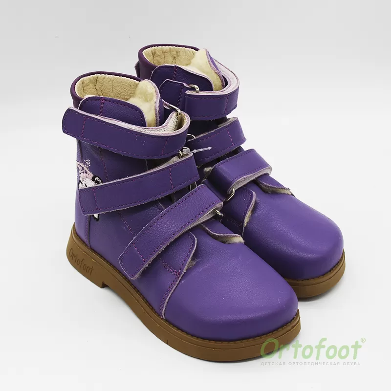 Дитячі ортопедичні черевики зимові 921 Ortofoot фіолетового кольору