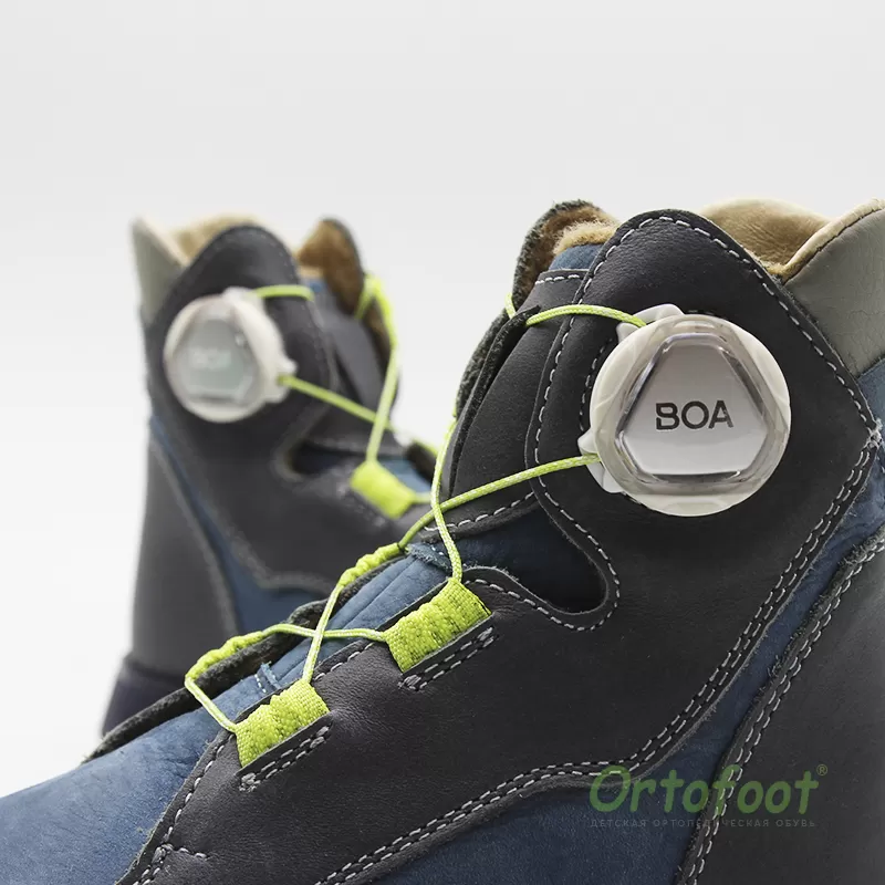 Ботинки демисезонные ортопедические BOA для детей 620 Ortofoot сине-серого цвета