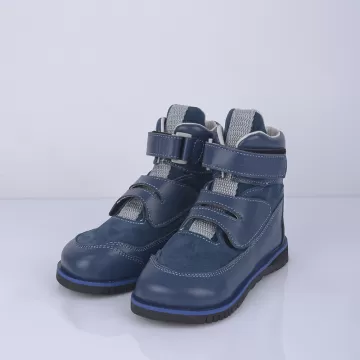 Антиварусные ботинки демисезонные синие на коже 620AvAj Ortofoot