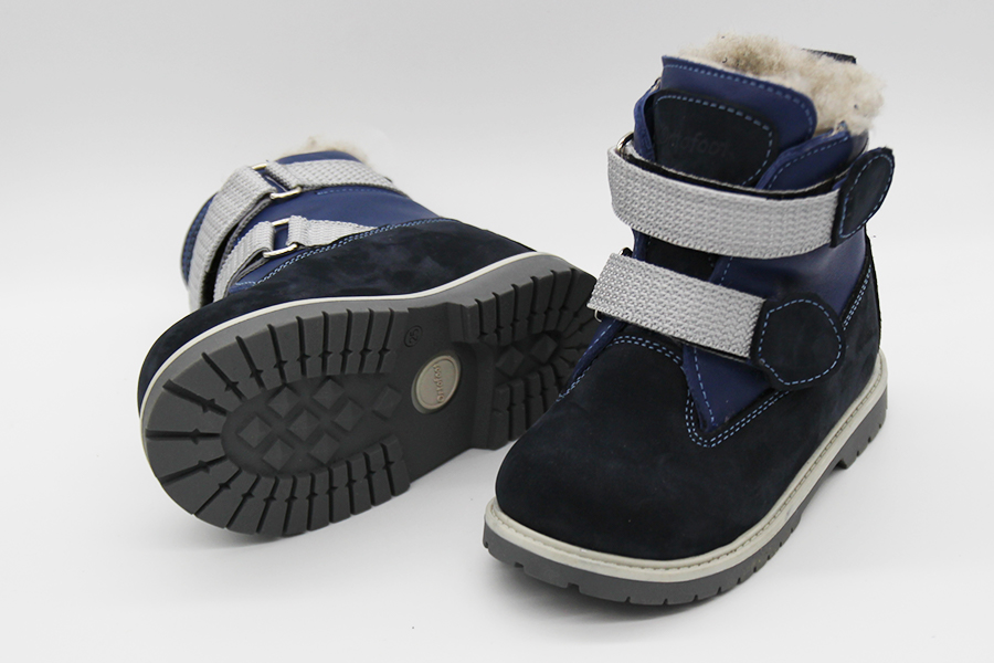 Синие ботинки на меху ортопедические детские